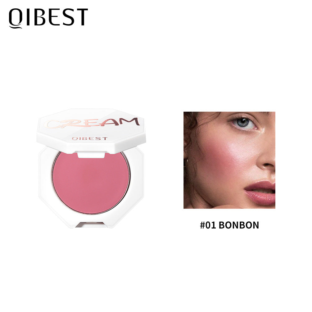 QIBEST Velvet Blush Cream Moist And Delicate Natural Repairing Rouge Cream Blush Powder Cream Is Easy To Color