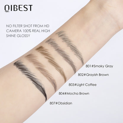 QIBEST Double End Ultra Fine Eyebrow Pencil Triangular Eyebrow Pencil Waterproof Sweat-Proof Natural Eyebrow Cream Not Easy To Take Off Makeup