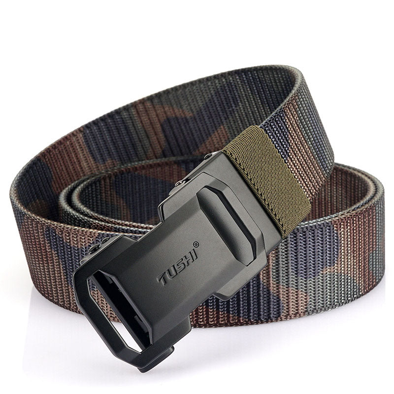 New Men's Casual Versatile Automatic Buckle Nylon Belt Outdoor Training Tooling Belt Pants