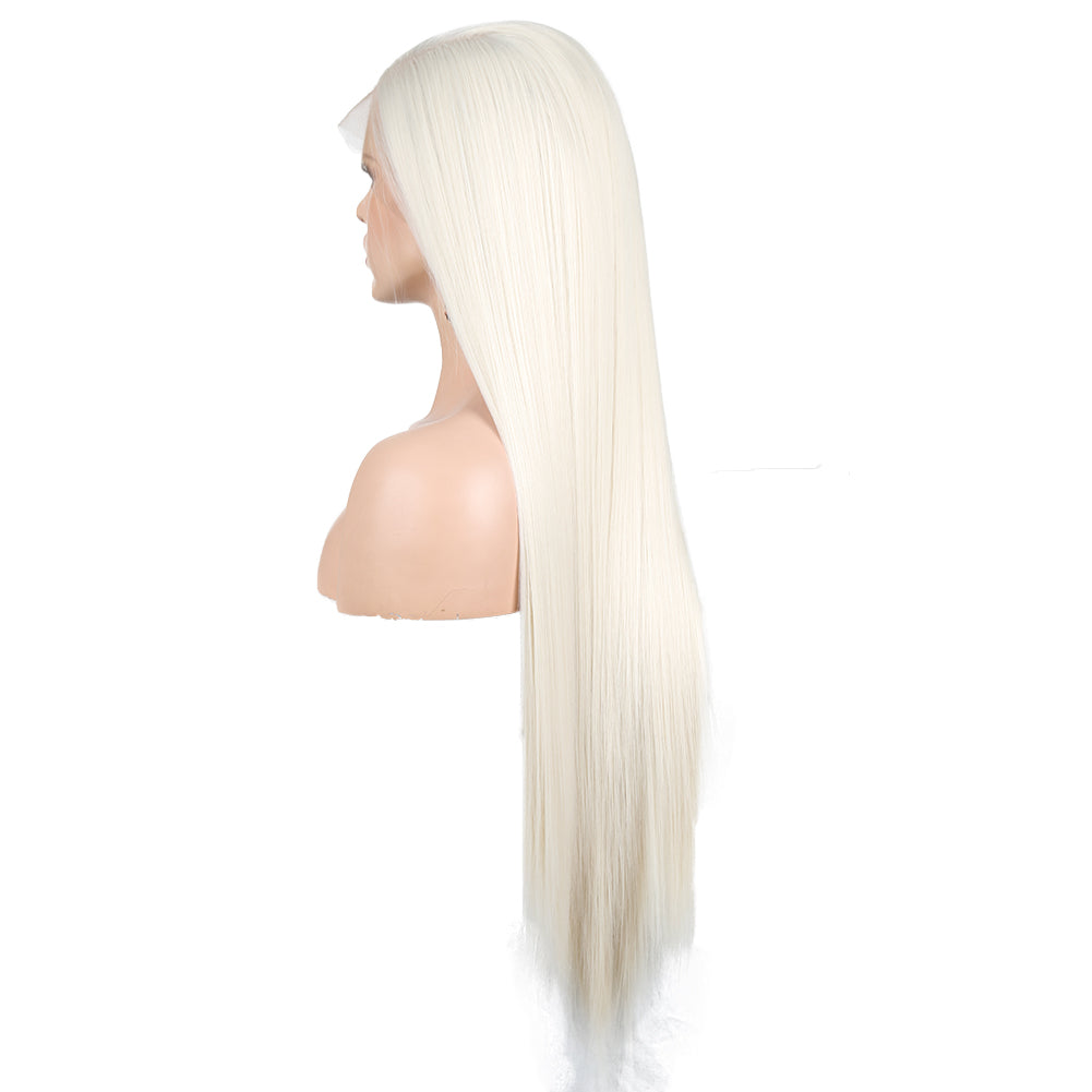 13*2. 60# Chemical Fiber Front Lace Wig Headgear Long Straight Hair Natural Hairline Wig