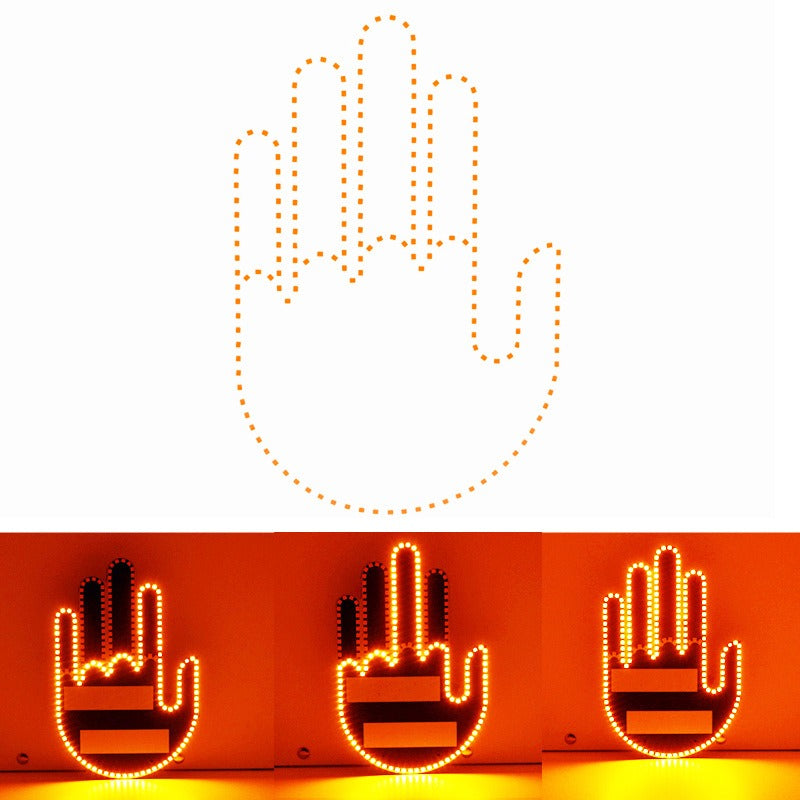 Funny Gift Gesture LED Car Middle Finger Back Window Car Sign LED Hand Novelty Car Interior Decoration Suspension In The Car