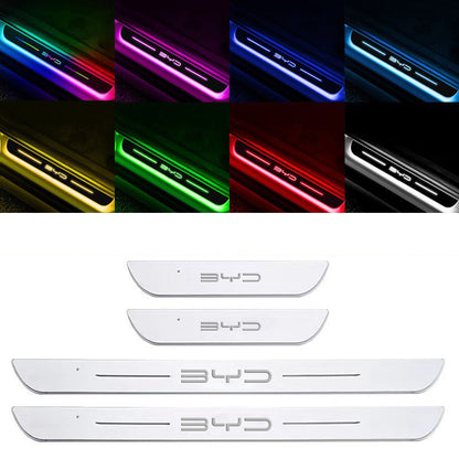 Acrylic Universal Car Led Welcome Pedal Light Led Moving Door Scuff Led Door Sill Scuff Plate car logo  4PCS Set