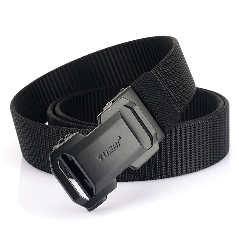 New Men's Casual Versatile Automatic Buckle Nylon Belt Outdoor Training Tooling Belt Pants