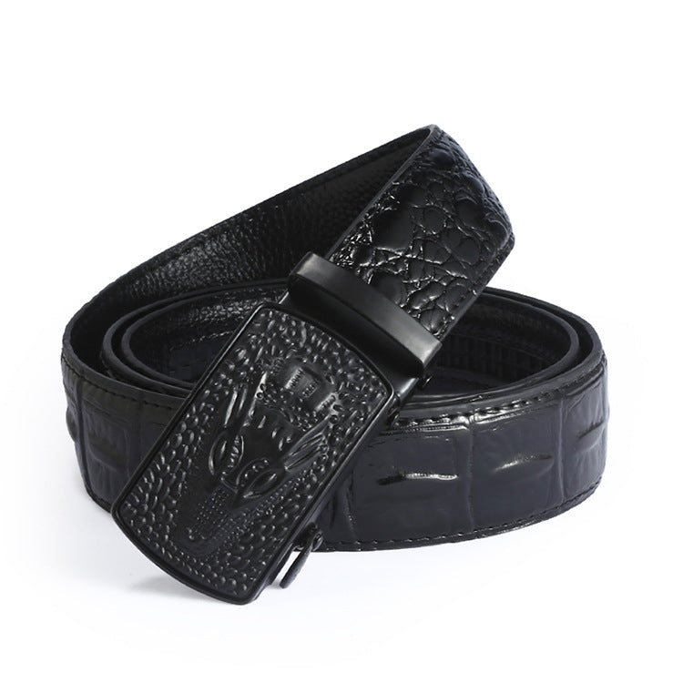 Personalized crocodile patterned men's belt with automatic buckle youth pants waistband