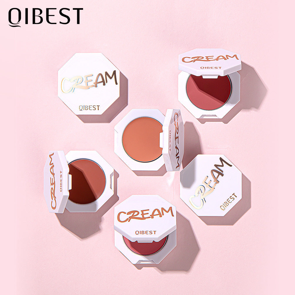 QIBEST Velvet Blush Cream Moist And Delicate Natural Repairing Rouge Cream Blush Powder Cream Is Easy To Color