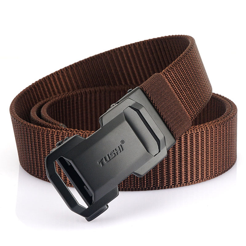 New Men's Casual Versatile Automatic Buckle Nylon Belt Outdoor Training Tooling Belt Pants