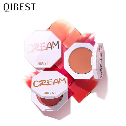 QIBEST Velvet Blush Cream Moist And Delicate Natural Repairing Rouge Cream Blush Powder Cream Is Easy To Color