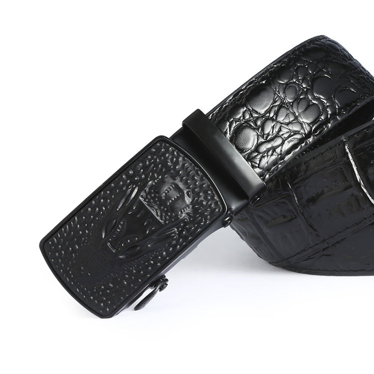 Personalized crocodile patterned men's belt with automatic buckle youth pants waistband