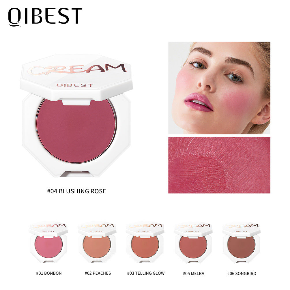 QIBEST Velvet Blush Cream Moist And Delicate Natural Repairing Rouge Cream Blush Powder Cream Is Easy To Color