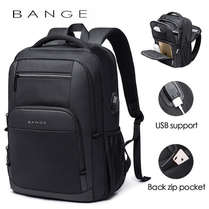 BANGE New Backpack Men's Backpack Computer Bag Casual Student School Bag USB Backpack