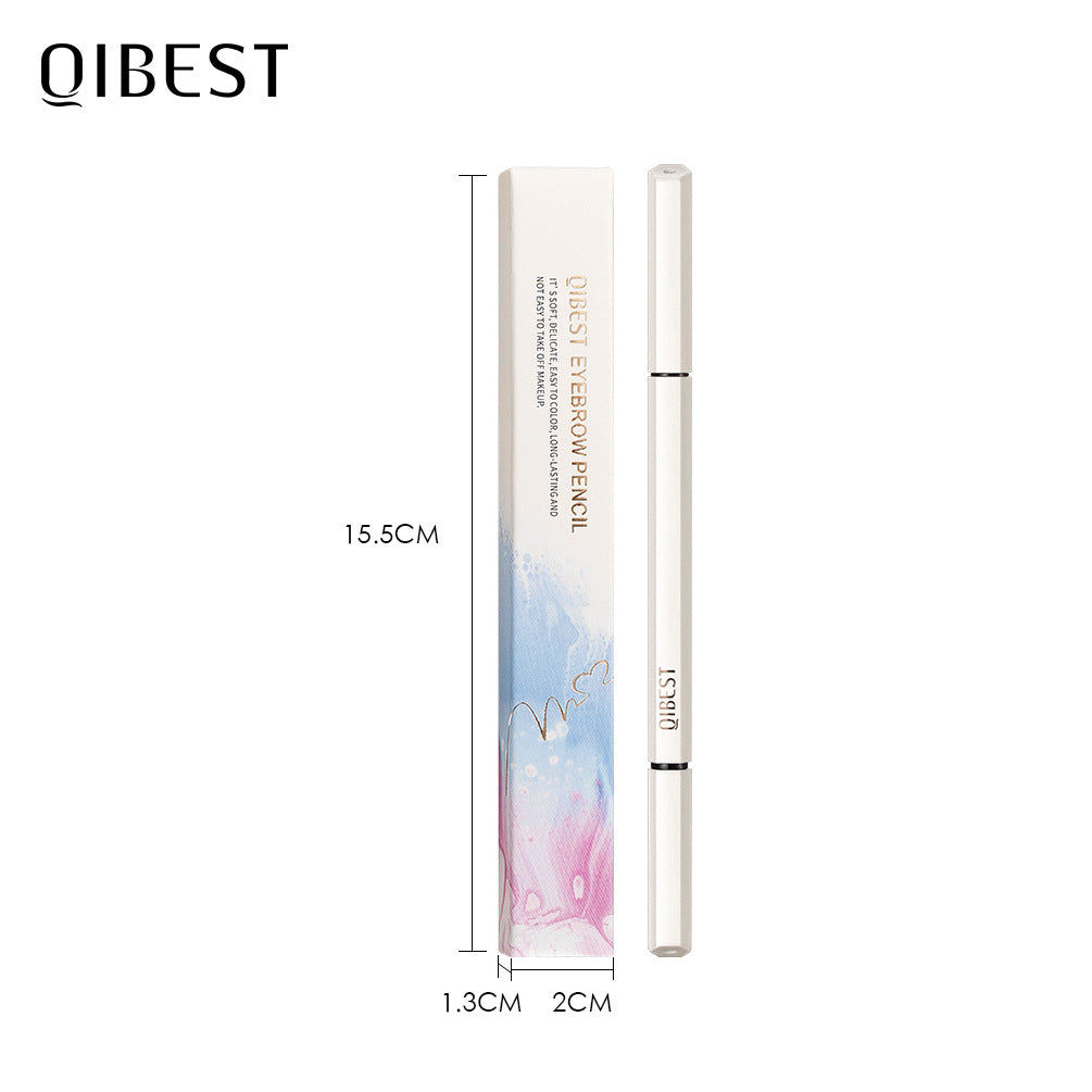 QIBEST Double End Ultra Fine Eyebrow Pencil Triangular Eyebrow Pencil Waterproof Sweat-Proof Natural Eyebrow Cream Not Easy To Take Off Makeup