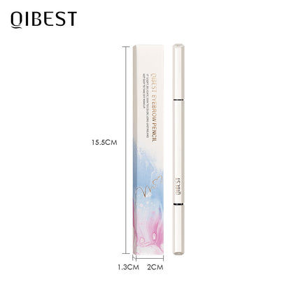 QIBEST Double End Ultra Fine Eyebrow Pencil Triangular Eyebrow Pencil Waterproof Sweat-Proof Natural Eyebrow Cream Not Easy To Take Off Makeup