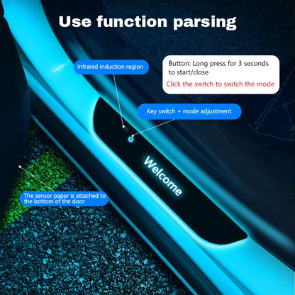 Acrylic Universal Car Led Welcome Pedal Light Led Moving Door Scuff Led Door Sill Scuff Plate car logo  4PCS Set