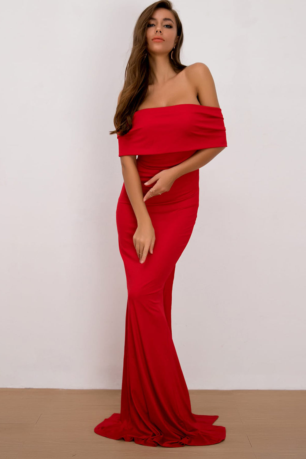 Off-Shoulder Floor Length Dress -  LOOCK MAKET