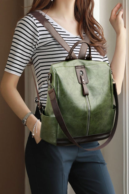 PU Leather Large Backpack Bag -  LOOCK MAKET