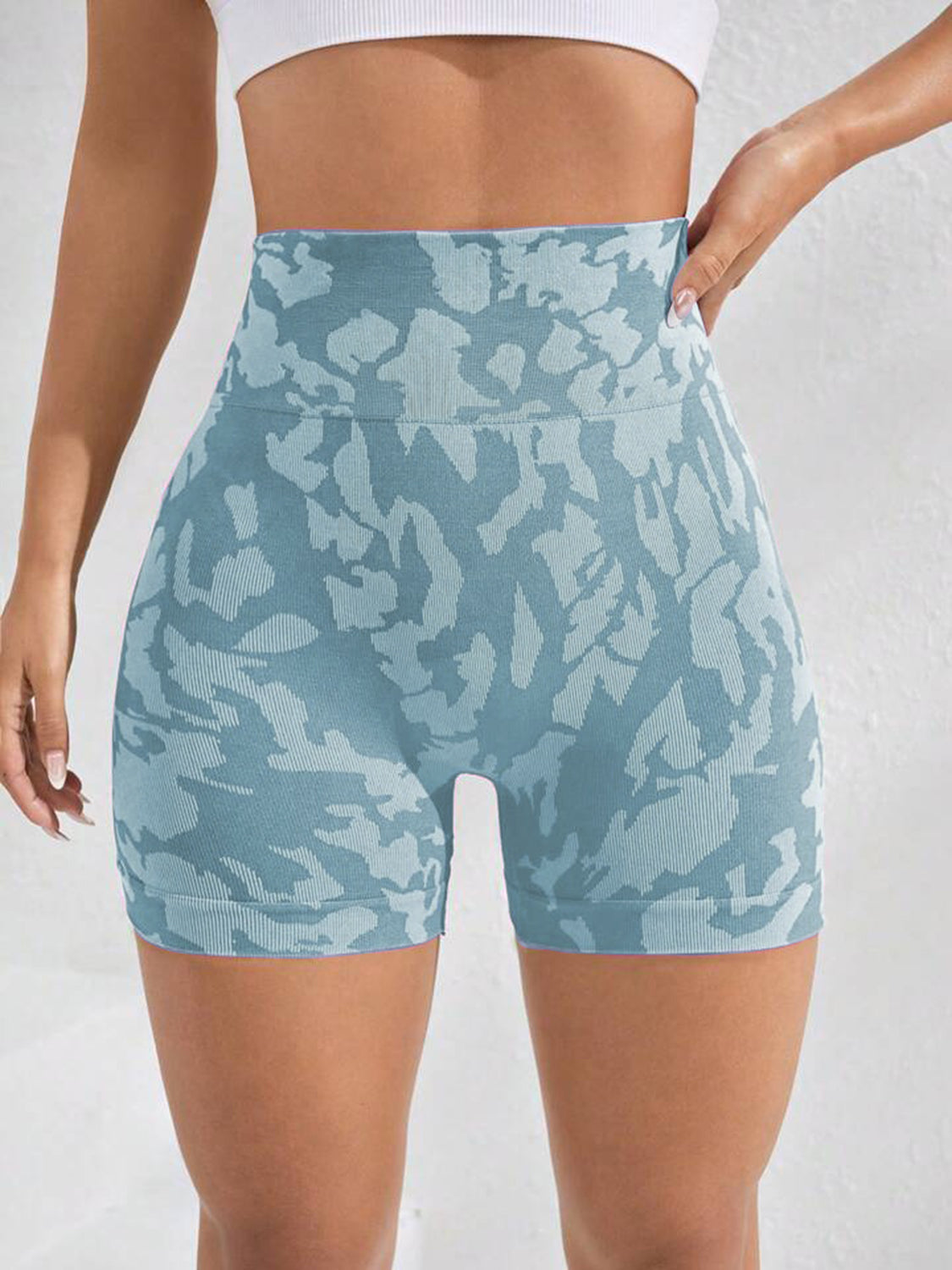 Printed High Waist Active Shorts -  LOOCK MAKET