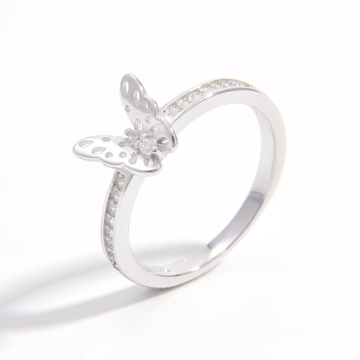 925 Sterling Silver Inlaid Zircon Butterfly Ring -  LOOCK MAKET