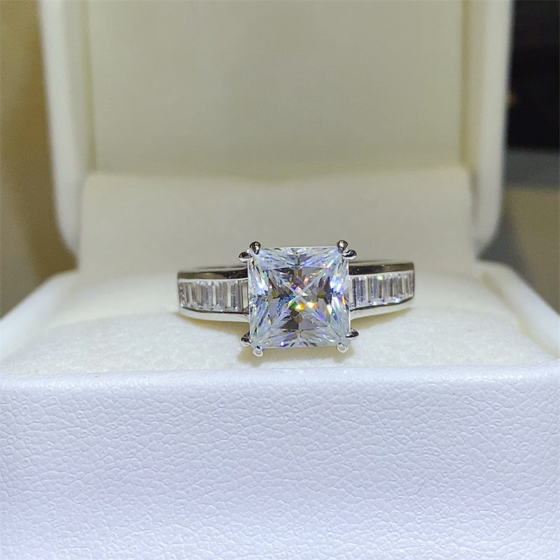 3 Carat Moissanite 925 Sterling Silver Square Shape Ring -  LOOCK MAKET