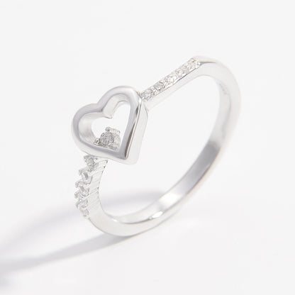 925 Sterling Silver Zircon Heart Ring -  LOOCK MAKET