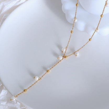 18K Gold-Plated Pearl Drop Necklace -  LOOCK MAKET