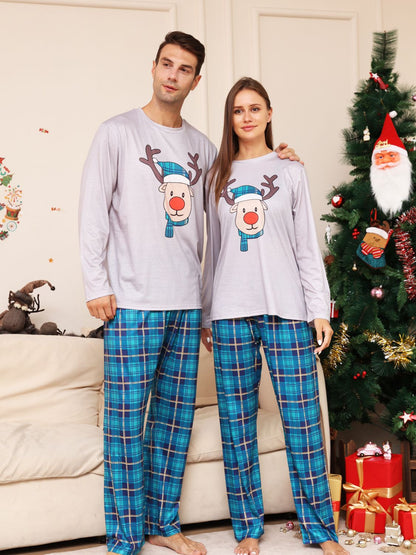 Full Size Rudolph Graphic Long Sleeve Top and Plaid Pants Set -  LOOCK MAKET