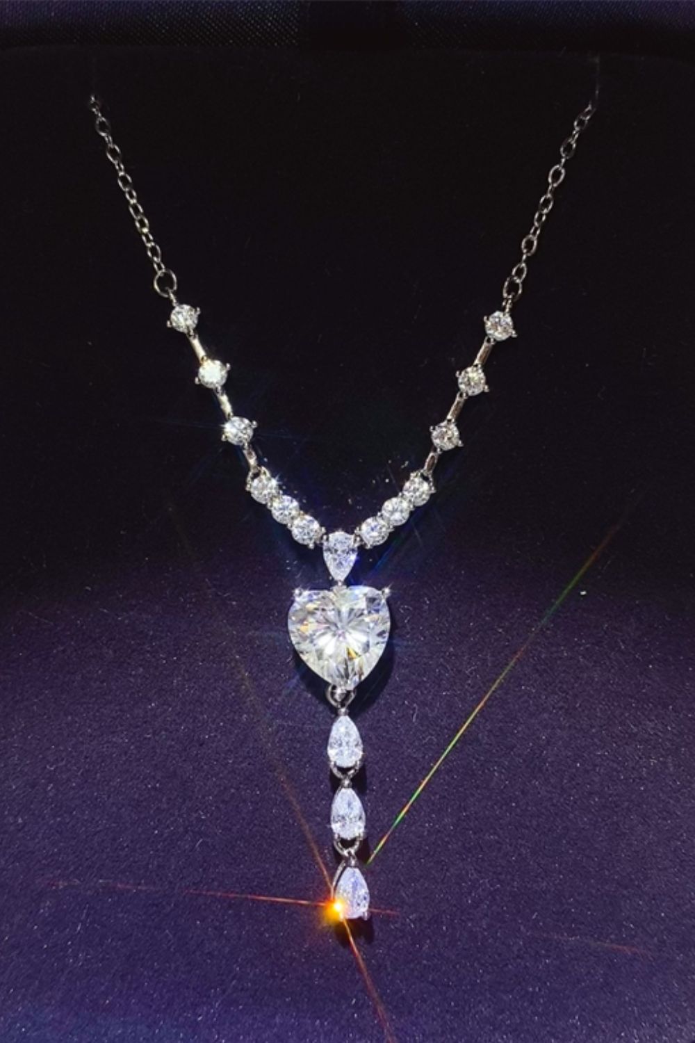 3 Carat Moissanite 925 Sterling Silver Drop Necklace -  LOOCK MAKET