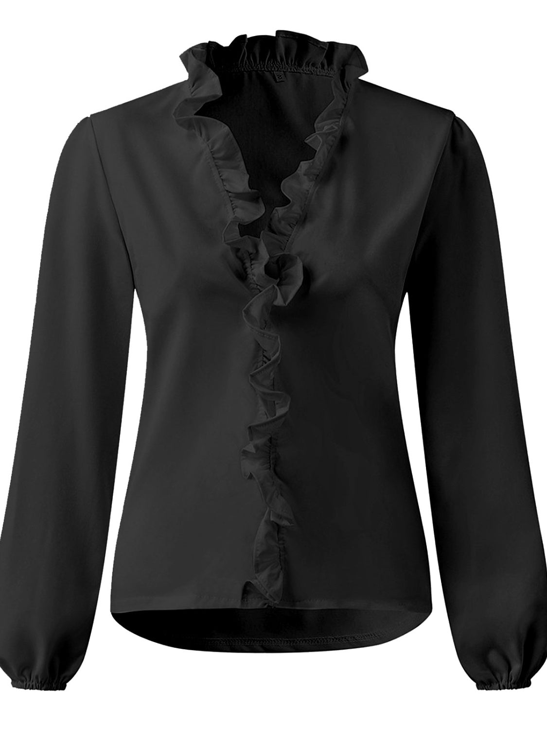 Full Size Ruffled V-Neck Long Sleeve Blouse -  LOOCK MAKET