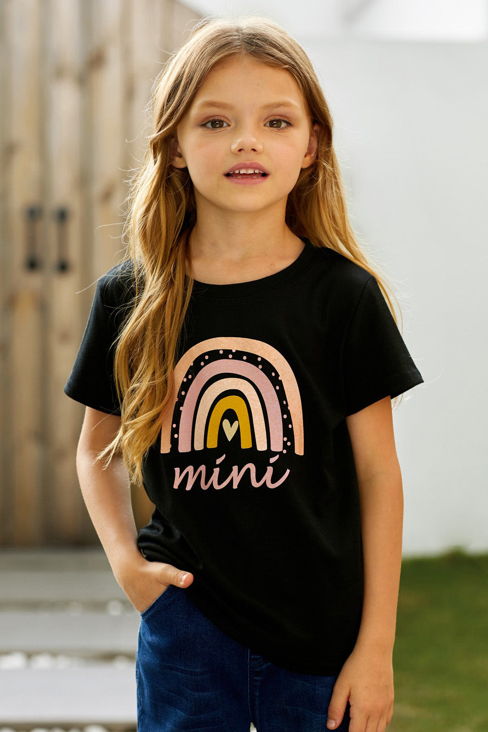 Girls Graphic Round Neck Tee Shirt -  LOOCK MAKET