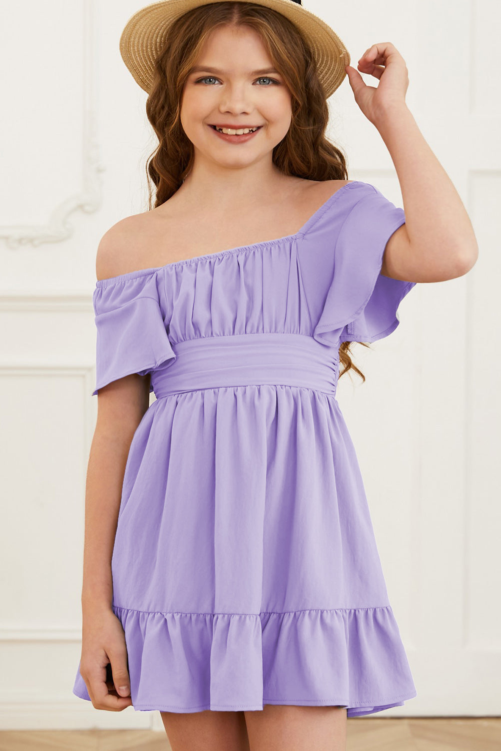 Ruffle Hem Tie-Back Flutter Sleeve Dress -  LOOCK MAKET