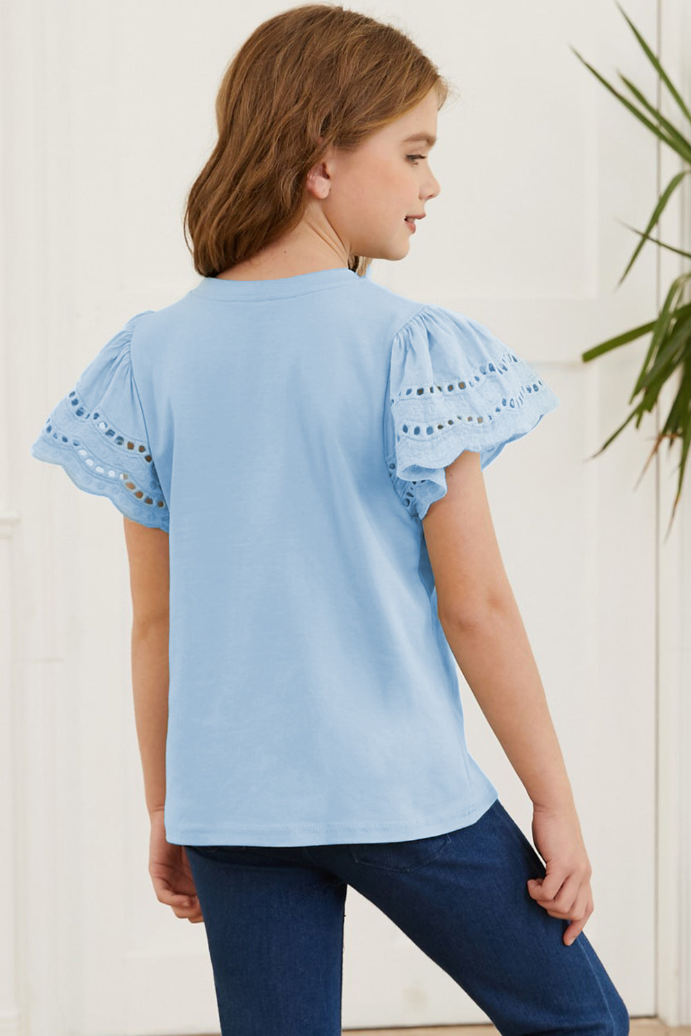 Round Neck Flutter Sleeve T-Shirt -  LOOCK MAKET