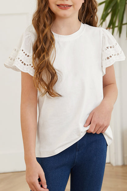 Round Neck Flutter Sleeve T-Shirt -  LOOCK MAKET