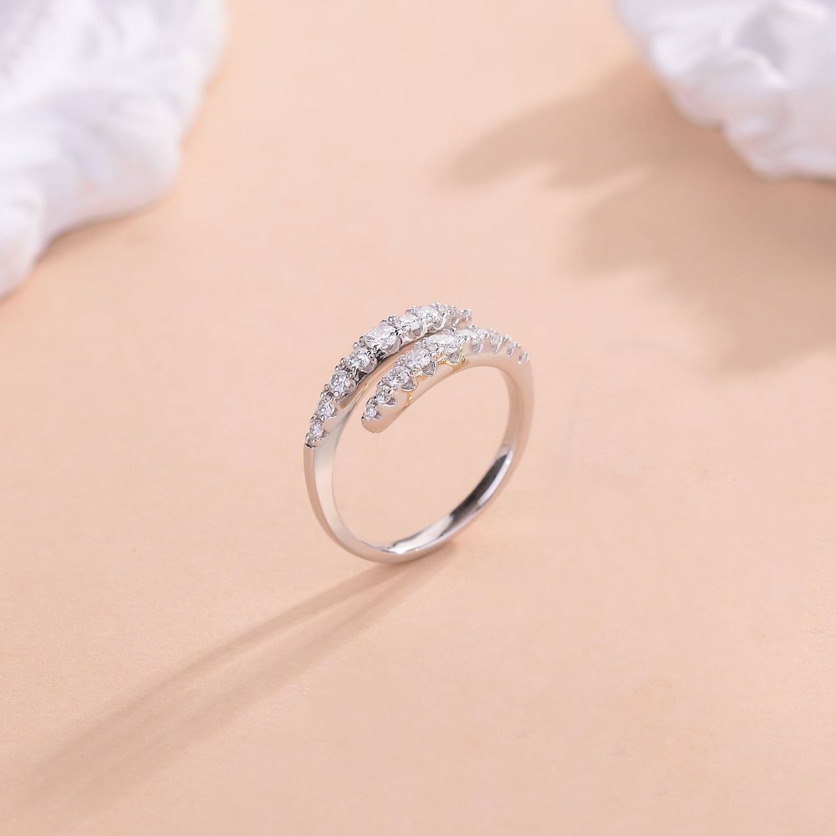 925 Sterling Silver Moissanite Bypass Ring -  LOOCK MAKET