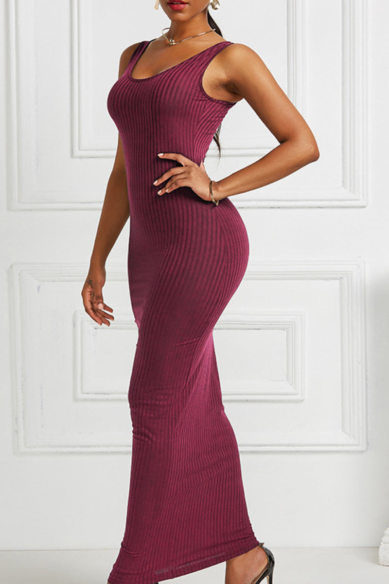 Ribbed Sleeveless Maxi Dress -  LOOCK MAKET