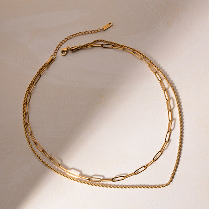 18K Gold-Plated Double Layered Necklace -  LOOCK MAKET