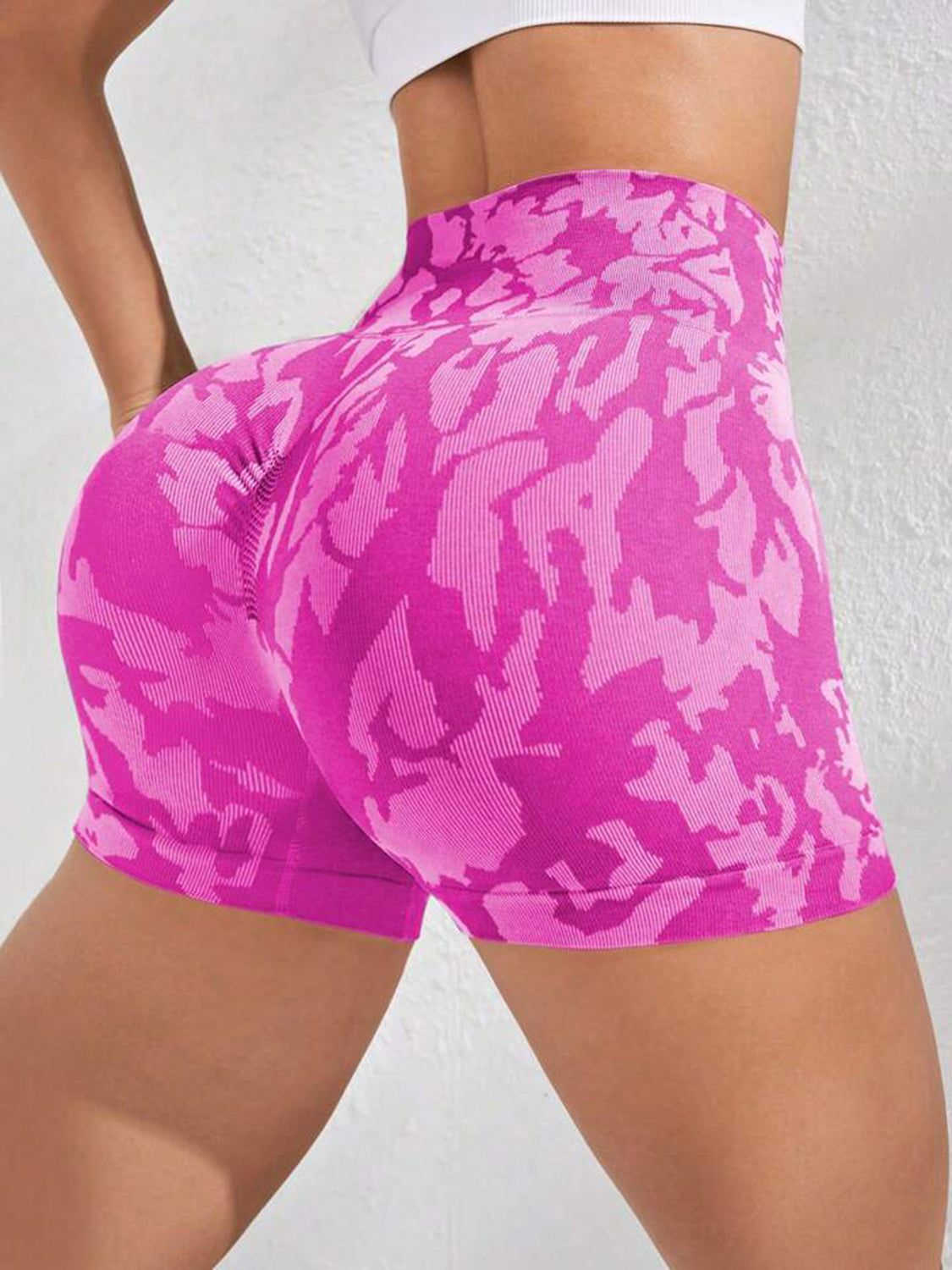 Printed High Waist Active Shorts -  LOOCK MAKET