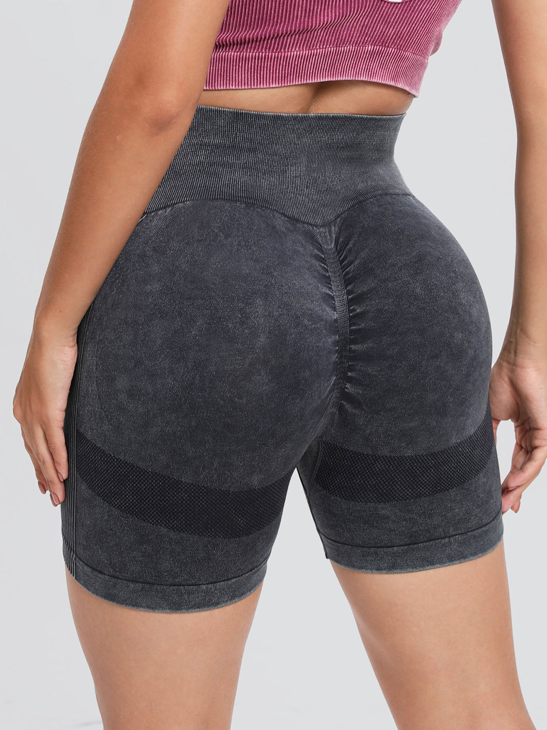 Washed High Waist Active Shorts -  LOOCK MAKET