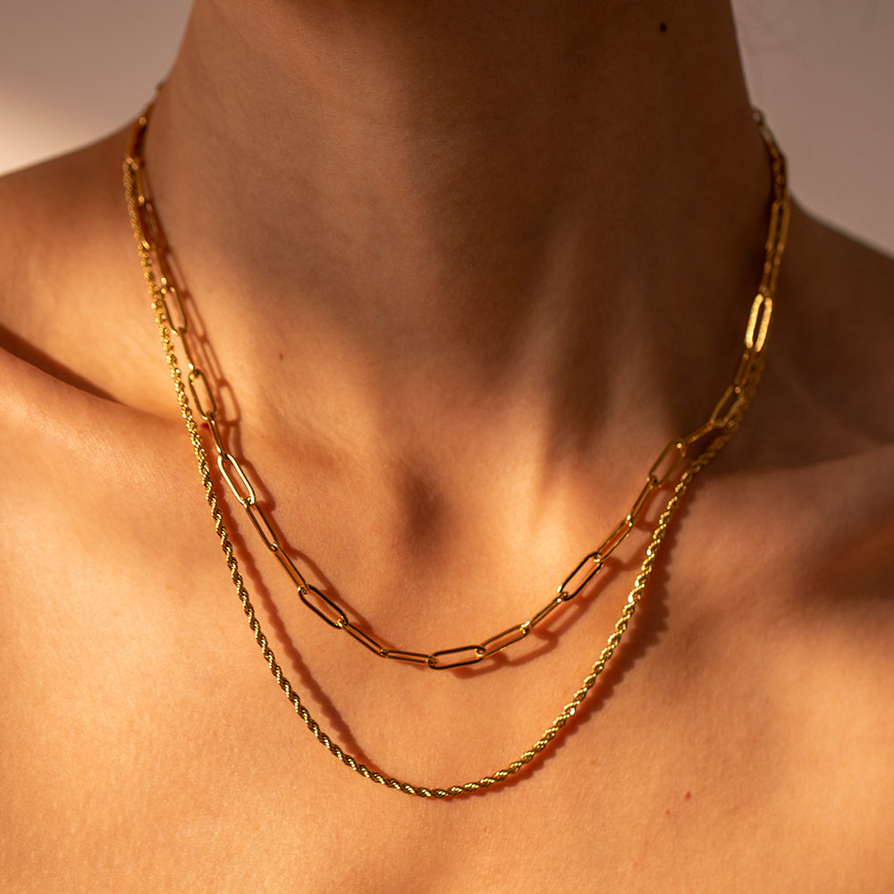 18K Gold-Plated Double Layered Necklace -  LOOCK MAKET