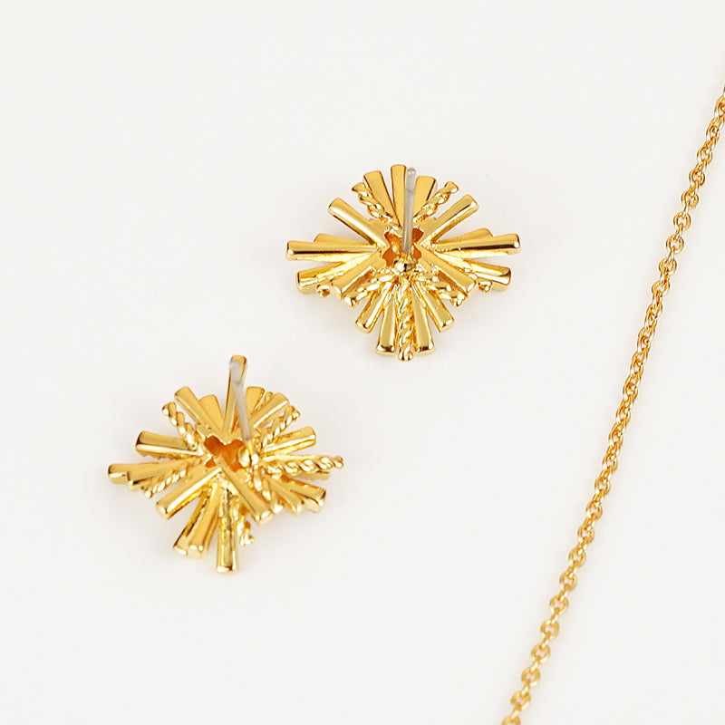 Starburst Gold-Plated Earrings and Necklace Set -  LOOCK MAKET