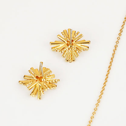 Starburst Gold-Plated Earrings and Necklace Set -  LOOCK MAKET