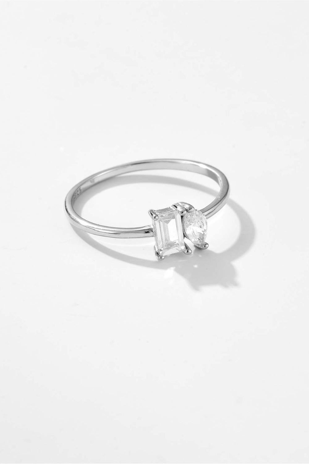 925 Sterling Silver Geometric Zircon Ring -  LOOCK MAKET