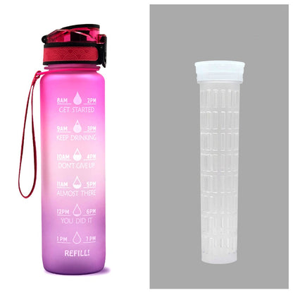 1L Tritan Water Bottle With Time Marker Bounce Cover Motivational Water Bottle Cycling Leakproof Cup For Sports Fitness Bottles