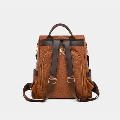 PU Leather Adjustable Straps Backpack Bag -  LOOCK MAKET