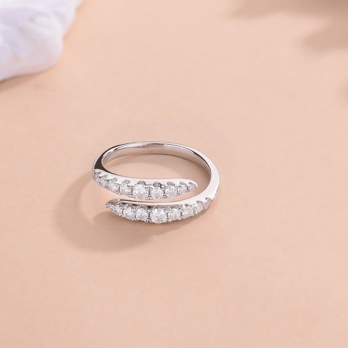 925 Sterling Silver Moissanite Bypass Ring -  LOOCK MAKET