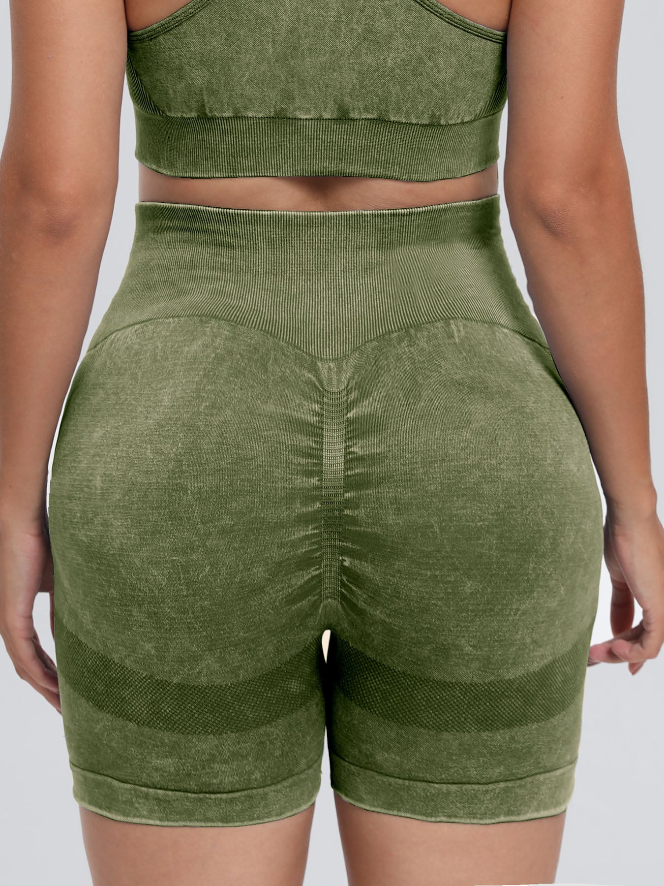 Washed High Waist Active Shorts -  LOOCK MAKET