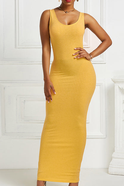 Ribbed Sleeveless Maxi Dress -  LOOCK MAKET