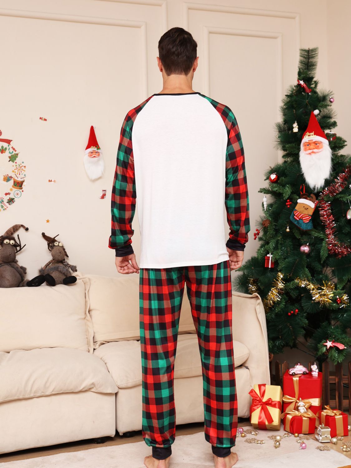 Full Size Reindeer Graphic Top and Plaid Pants Set -  LOOCK MAKET