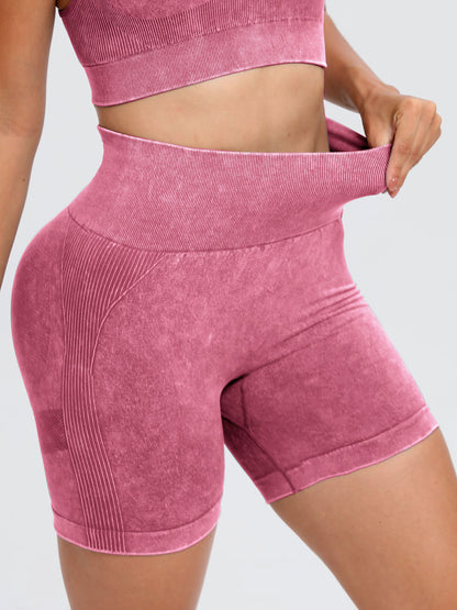 Washed High Waist Active Shorts -  LOOCK MAKET