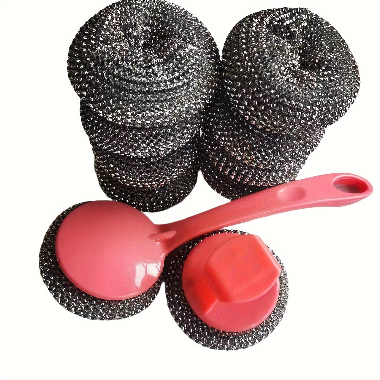 10Pack Stainless Steel Wool Scrubbers with 2 NonSlip Grips  Reusable Kitchen  Bathroom Cleaning Pads Heavy Duty Metal Scourers Manual Dishwashing Tools without Electricity