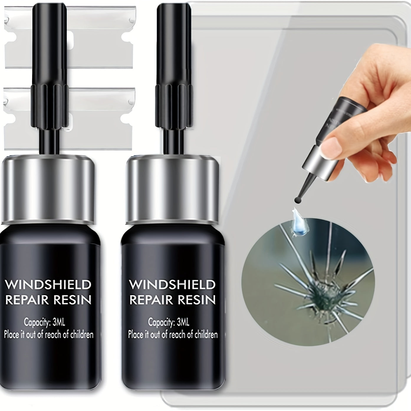 Windshield Crack Repair Kit Car Window Glass Liquid Repair Set Automotive Nano Fluid Glass Filler Vehicle Windscreen Tool For Fixing Chips Cracks BullsEye And StarShaped Crack