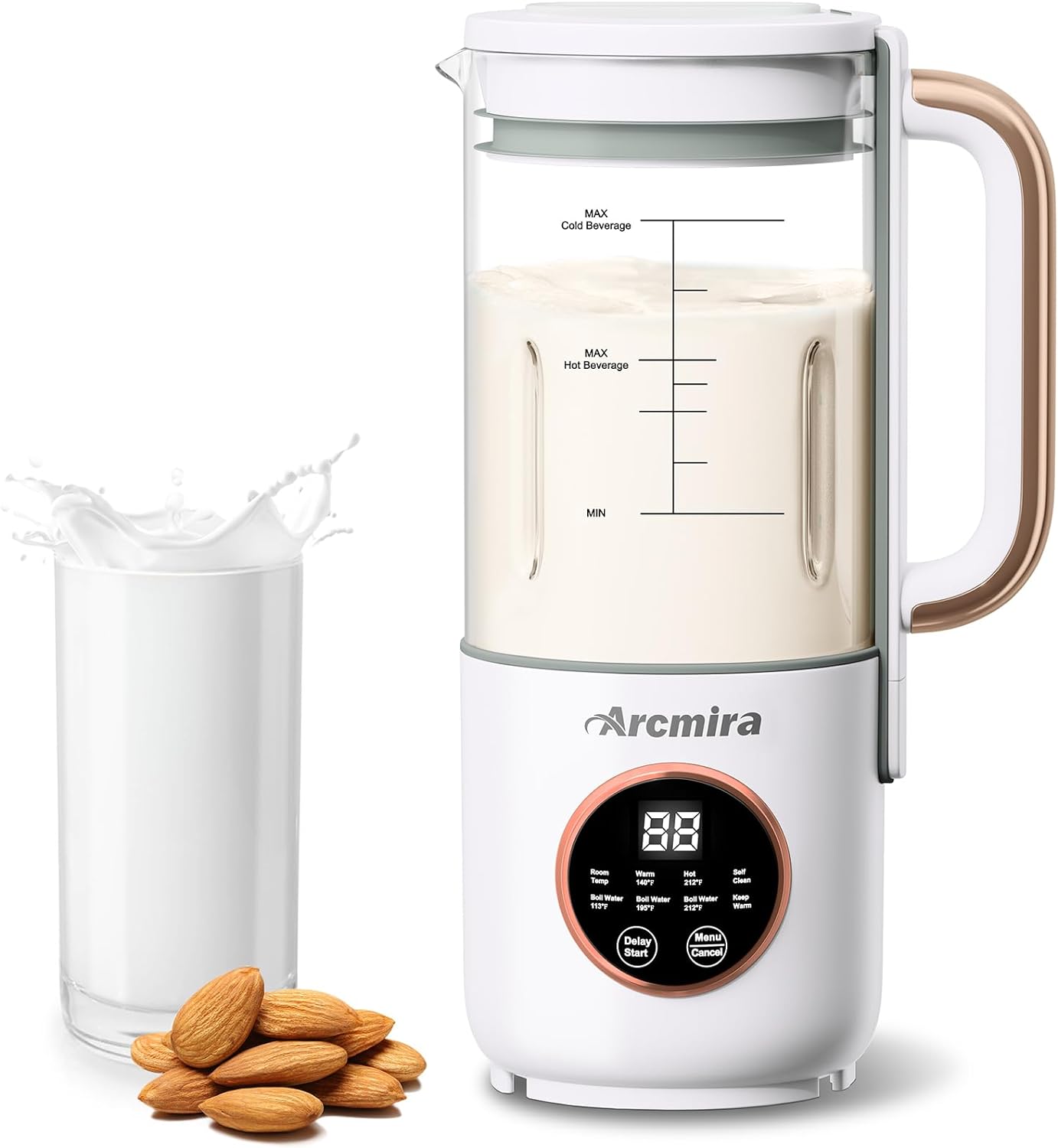 Automatic Nut Milk Maker 35 OZ Homemade Almond Oat Soy PlantBased Milk and Dairy Free Beverages Almond Milk Maker with Delay StartKeep WarmBoil Water Soy Milk Maker with Nut Milk Bag